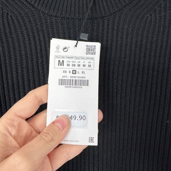 Zara Black Ribbed Knit Sweater – Size M – NWT - Picture 2 of 3